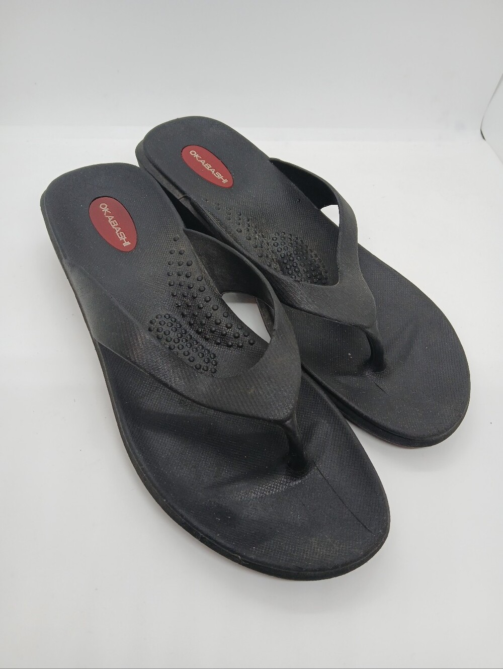 ​Okabashi Splash Black Wedge Flip Flops Comfort Thong Sandals ML 8-9